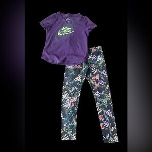 Nike Purple Tee and Graphic Leggings